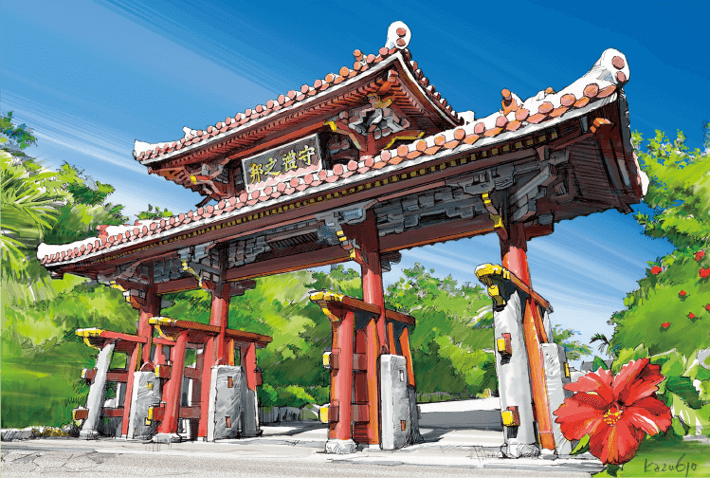 The Shureimon Gate exudes the splendor of the Ryukyu Kingdom period. Naha City, Okinawa Prefecture